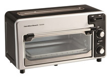 Hamilton Beach - Toastation 2-Slice Extra-Wide-Slot Toaster and Oven - Black and Brushed Stainless Steel - Image 1