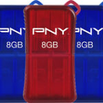 PNY - Micro Sleek Attaché 8GB USB 2.0 Flash Drives (3-Count) - Red/Blue