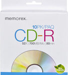 Memorex - 52x CD-R Discs (10-Pack) - Silver