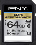 PNY - Elite Performance 64GB SDXC Memory Card - Black