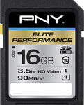 PNY - Pro Elite 16GB SDHC Class 10 UHS-1 Memory Card - Black