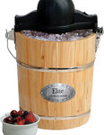 Elite Gourmet - 6-Quart Old-Fashioned Ice Cream Maker - Black/Wood