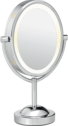 Conair - Double-Sided Lighted Oval Mirror - Chrome