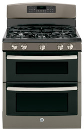 GE - 30" Self-Cleaning Freestanding Double Oven Gas Range - Slate