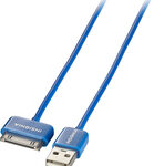 Insignia™ - Apple MFi Certified 4' 30-Pin Charge-and-Sync Cable for Select Apple® Devices - Blue