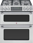 GE - Cafe 30" Self-Cleaning Freestanding Double Oven Gas Convection Range - Stainless/Stainless look