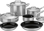 Cuisinart - GreenGourmet Tri-Ply 10-Piece Cookware Set - Stainless-Steel
