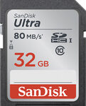 SanDisk - Ultra Plus 32GB SDHC Class 10 UHS-1 Memory Card - Black/Gray/Red
