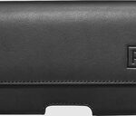 Platinum - Leather Hip Case for Most Cell Phones Up to 5" - Black
