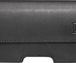 Platinum - Leather Hip Case for Most Cell Phones Up to 4" - Black
