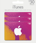 Apple - $10 iTunes Gift Cards (3-Pack) - Pink