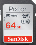 SanDisk - Pixtor 64GB SDXC Class 10 UHS-1 Memory Card - Black/Red