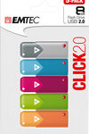 EMTEC - Click 8GB USB 2.0 Type A Flash Drives (5-Pack) - Pink/Gray/Blue/Green/Orange