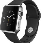 Apple - Apple Watch™ 38mm Stainless Steel Case - Black Sports Band