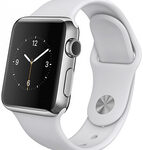Apple - Apple Watch™ 38mm Stainless Steel Case - White Sports Band