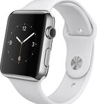 Apple - Apple Watch™ 42mm Stainless Steel Case - White Sports Band