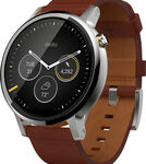 Motorola - Moto 360 2nd Generation Men's Smartwatch 46mm Stainless Steel - Silver/Cognac Leather