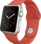 Apple - Apple Watch Sport 38mm Silver Aluminum Case - Orange Sport Band