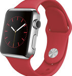 Apple - Apple Watch 38mm Stainless Steel Case - Red Sport Band