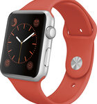 Apple - Apple Watch Sport 42mm Silver Aluminum Case - Orange Sport Band
