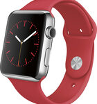 Apple - Apple Watch 42mm Stainless Steel Case - Red Sport Band