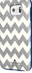 kate spade new york - Hybrid Hard Shell Case for Samsung Galaxy S6 Cell Phones - Chevron Silver Glitter/Cream/Navy