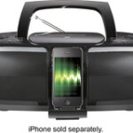 Insignia™ - CD Boombox with FM Radio and Apple® iPhone® and iPod® Dock - Black/Gray