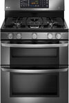 LG - 6.1 Cu. Ft. Freestanding Double Oven Gas Convection Range - Black Stainless Steel