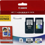 Canon - 240XL/241XL 2-Pack High-Yield Ink Cartridges + Photo Paper - Black/Cyan/Magenta/Yellow