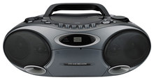 Memorex - CD/Cassette Boombox with AM/FM Tuner - Black/Silver - Image 1