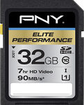 PNY - Pro Elite 32GB SDHC Class 10 Memory Card - Black