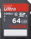 SanDisk - Ultra 64GB SDXC UHS-I Class 10 Memory Card - Black/Gray/Red