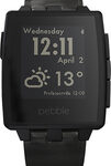Pebble - Steel Smartwatch 33mm Stainless Steel - Black Leather
