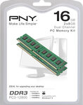 PNY - 2-Pack 8GB PC3-12800 DDR3 DIMM Desktop Memory Kit - Green