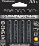 Panasonic - eneloop pro Rechargeable AA Batteries (4-pack) - Black