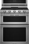 KitchenAid - 30" Self-Cleaning Free-Standing Double Oven Gas Convection Range - Stainless Steel