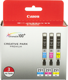 Canon - 251 XL 3-Pack High-Yield Ink Cartridges - Cyan/Magenta/Yellow - Image 1