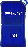 PNY - Micro Sleek Attaché 16GB USB 2.0 Flash Drive - Blue