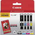 Canon - 250/251 4-Pack High-Yield Ink Cartridges - Black/Cyan/Magenta/Yellow