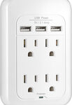 Insignia™ - 4-Outlet 3-USB-Port Power Hub with Surge Protection