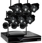 Defender - Pro 8-Channel, 6-Camera Indoor/Outdoor Wireless Security System - Black