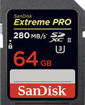 SanDisk - Extreme PRO 64GB SDHC/SDXC Class 3 UHS-II Memory Card - Black/Red