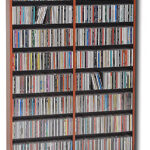 PREPAC - Double-Width Library-Style Media Shelf - Cherry and black