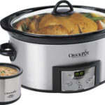 Crock-Pot - Countdown 6-Quart Slow Cooker and Little Dipper Warmer - Stainless-Steel/Black