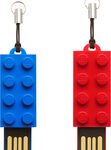 PNY - LEGO 8GB USB 2.0 Type A Flash Drives (2-Pack) - Blue/Red
