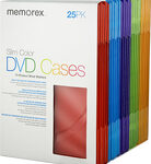 Memorex - 25-Pack Color Slim DVD Storage Cases - Assorted