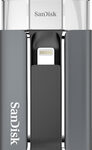 SanDisk - iXpand 128GB USB Type A/Lightning Flash Drive - Gunmetal/Black