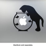 MacDecals - Cat in the Fishbowl Decal for Apple® MacBook® - Black