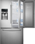 Samsung - 22.5 Cu. Ft. Counter-Depth French Door Refrigerator with Thru-the-Door Ice and Water - Stainless-Steel