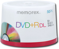 Memorex - 50-Pack 8x DVD+R DL Double-Layer Disc Spindle - White - Image 1